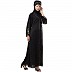 Front open abaya with hand work- Black-Golden